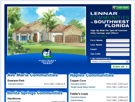 Lennar New Homes in Southwest Florida Facebook App