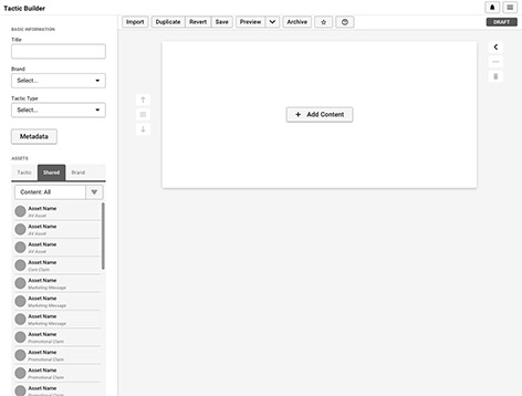 Tactic Builder Application Screen
