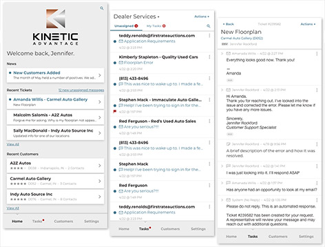 Kinetic Advantage Communications Platform Screens